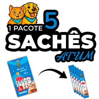 Petisco Snack Cremoso p/Gatos Sabor Atum MeguisPet 5 saches 15g Total 75g
