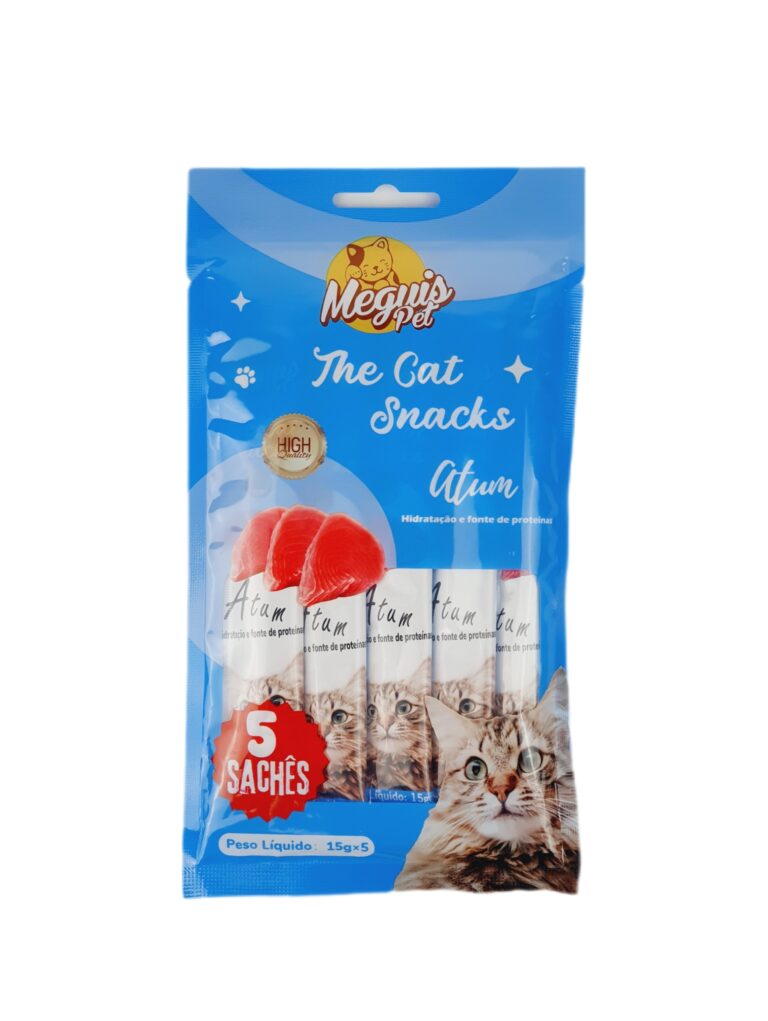 Petisco Snack Cremoso p/Gatos Sabor Atum MeguisPet 5 saches 15g Total 75g