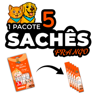 Petisco Snack Cremoso p/Gatos Sabor Frango MeguisPet 5 saches