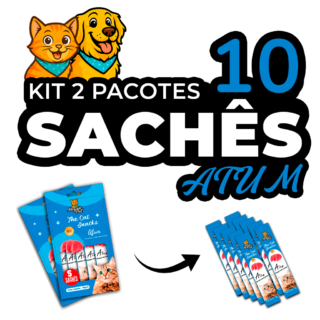 Kit10 Petisco Snack Cremoso MeguisPet p/Gatos Atum 1+1 = 2 Pacotes = 10 saches Total 150g
